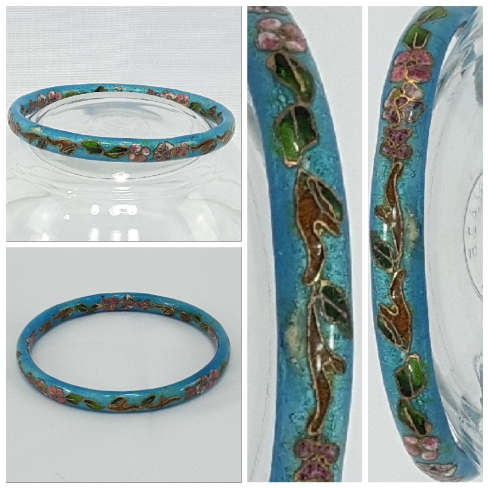 Floral Vines Cloisonne" bangle bracelet,